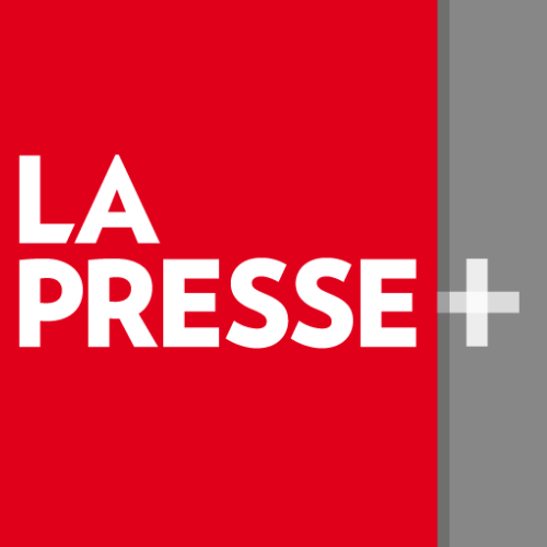 Logo rouge de La Presse +, un média d'information numérique.